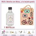 Botellita de Ginebra Blanca con bolsa “fashion con bicicleta” y tarjeta
