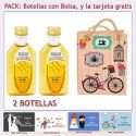 2 Botellitas de Ron Miel con bolsa “fashion con bicicleta” y tarjeta