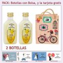 2 Botellitas de Licor de Crema de Limón con bolsa “fashion con bicicleta” y tarjeta