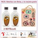 2 Botellitas de Ron Coco con bolsa “fashion con bicicleta” y tarjeta