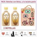 2 Botellitas de Licor Crema con bolsa “fashion con bicicleta” y tarjeta