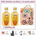 2 Botellitas de Licor de Mandarina con bolsa “fashion con bicicleta” y tarjeta