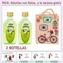 2 Botellitas de Licor de Finas Hierbas con bolsa “fashion con bicicleta” y tarjeta