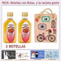 2 Botellitas de Licor de Fresas con Chocolate con bolsa “fashion con bicicleta” y tarjeta