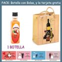 Botellita de Pacharán con bolsa “bodegón” y tarjeta