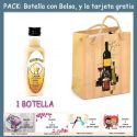 Botellita de Licor de Crema con bolsa “bodegón” y tarjeta