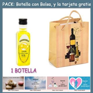 Botellita de Limoncielo con bolsa “bodegón” y tarjeta