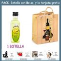 Botellita de Licor de Melón con bolsa “bodegón” y tarjeta