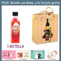 Botellita de Licor de Piruleta con bolsa “bodegón” y tarjeta