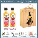 2 Botellitas de Licor de Fresas con Chocolate con bolsa “bodegón” y tarjeta