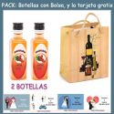 2 Botellitas de Pacharán con bolsa “bodegón” y tarjeta