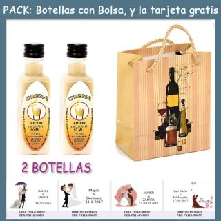 2 Botellitas de Licor de Crema con bolsa “bodegón” y tarjeta