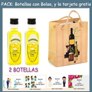 2 Botellitas de Limoncielo con bolsa “bodegón” y tarjeta