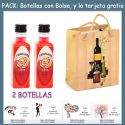 2 Botellitas de Licor de Piruleta con bolsa “bodegón” y tarjeta