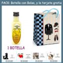 Botellita de Licor de Crema de Plátano con bolsa “charlestón” y tarjeta