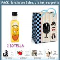 Botellita de Licor de Mandarina con bolsa “charlestón” y tarjeta