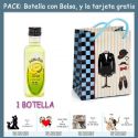 Botellita de Licor de Melón con bolsa “charlestón” y tarjeta
