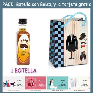 Botellita de Licor de Café con bolsa “charlestón” y tarjeta