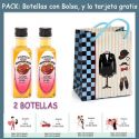 2 Botellitas de Licor de Fresas con Chocolate con bolsa “charlestón” y tarjeta