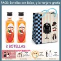 2 Botellitas de Pacharán con bolsa “charlestón” y tarjeta