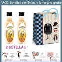 2 Botellitas de Licor de Crema con bolsa “charlestón” y tarjeta