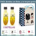 2 Botellitas de Licor de Crema de Plátano con bolsa “charlestón” y tarjeta