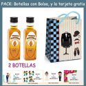 2 Botellitas de Vodka Caramelo con bolsa “charlestón” y tarjeta