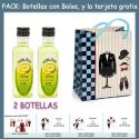 2 Botellitas de Licor de Melón con bolsa “charlestón” y tarjeta