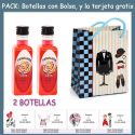 2 Botellitas de Licor de Piruleta con bolsa “charlestón” y tarjeta