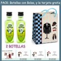 2 Botellitas de Licor de Finas Hierbas con bolsa “charlestón” y tarjeta