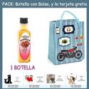 Botellita de Licor de Fresas con Chocolate con bolsa “con moto roja” y tarjeta