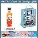 Botellita de Pacharán con bolsa “con moto roja” y tarjeta