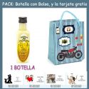 Botellita de Licor de Crema de Plátano con bolsa “con moto roja” y tarjeta