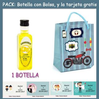 Botellita de Limoncielo con bolsa “con moto roja” y tarjeta