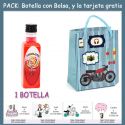 Botellita de Licor de Piruleta con bolsa “con moto roja” y tarjeta