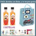 2 Botellitas de Pacharán con bolsa “con moto roja” y tarjeta