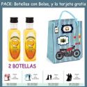 2 Botellitas de Licor de Mandarina con bolsa “con moto roja” y tarjeta