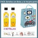 2 Botellitas de Ron Miel con bolsa “con moto roja” y tarjeta