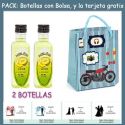 2 Botellitas de Licor de Melón con bolsa “con moto roja” y tarjeta