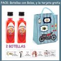 2 Botellitas de Licor de Piruleta con bolsa “con moto roja” y tarjeta