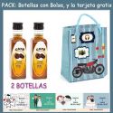 2 Botellitas de Licor de Café con bolsa “con moto roja” y tarjeta