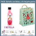 Botellita de Licor de Fresas con Nata con bolsa “fashion con mujer” y tarjeta