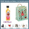 Botellita de Licor de Fresas con Chocolate con bolsa “fashion con mujer” y tarjeta