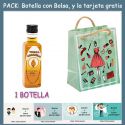 Botellita de Vodka Caramelo con bolsa “fashion con mujer” y tarjeta