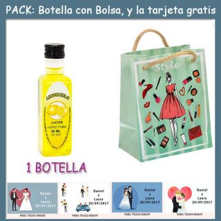 Botellita de Limoncielo con bolsa “fashion con mujer” y tarjeta