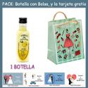 Botellita de Licor Crema de Limóncon bolsa “fashion con mujer” y tarjeta