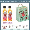 2 Botellitas de Licor de Fresas con Chocolate con bolsa “fashion con mujer” y tarjeta