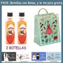 2 Botellitas de Pacharán con bolsa “fashion con mujer” y tarjeta