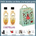 2 Botellitas de Licor de Crema con bolsa “fashion con mujer” y tarjeta