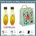 2 Botellitas de Licor de Crema de Plátano con bolsa “fashion con mujer” y tarjeta